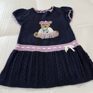 Hartstrings Navy and Lavender Bear Dress